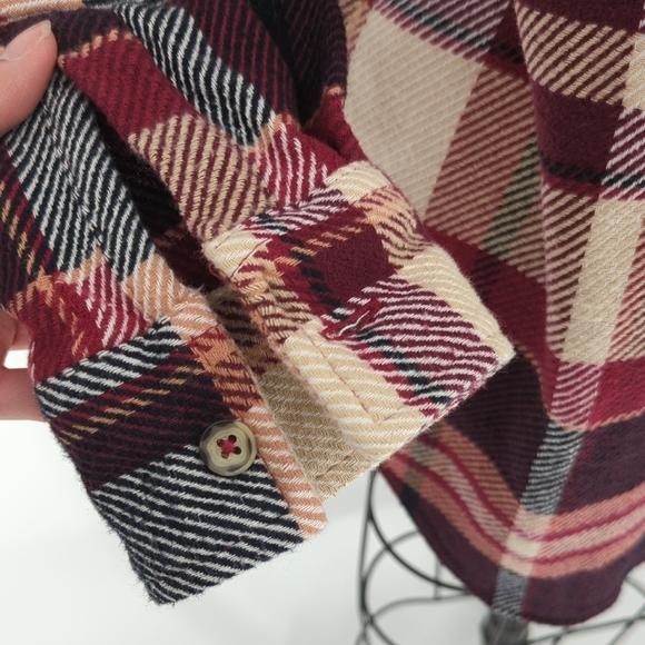 Natural Plaid Button Down Flannel Shirt Red S western casual fall preppy - Picture 5 of 6